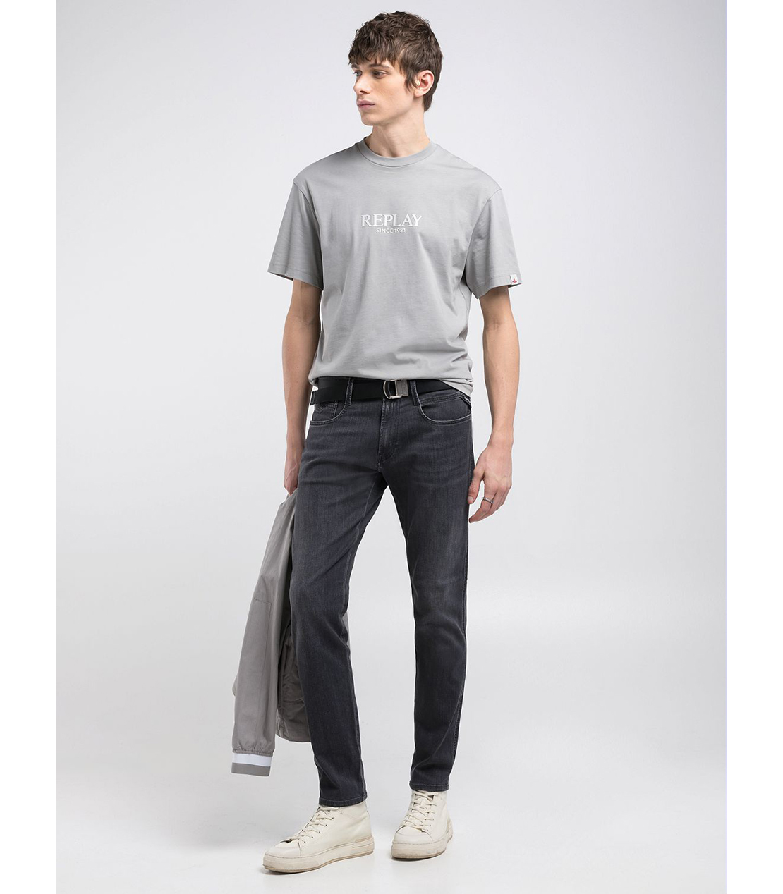 スリムフィットANBASSブラックパワーストレッチデニム 詳細画像 ダークグレー 3